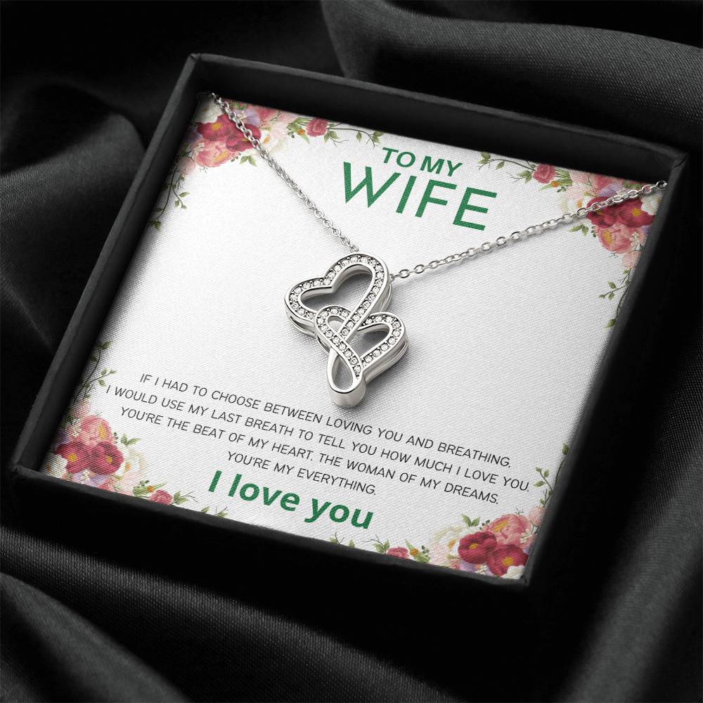 Breathing & Loving Necklace. Double Hearts Necklace