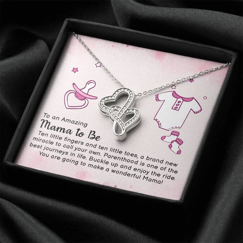 To An Amazing Mama To Be  Double Hearts Necklace