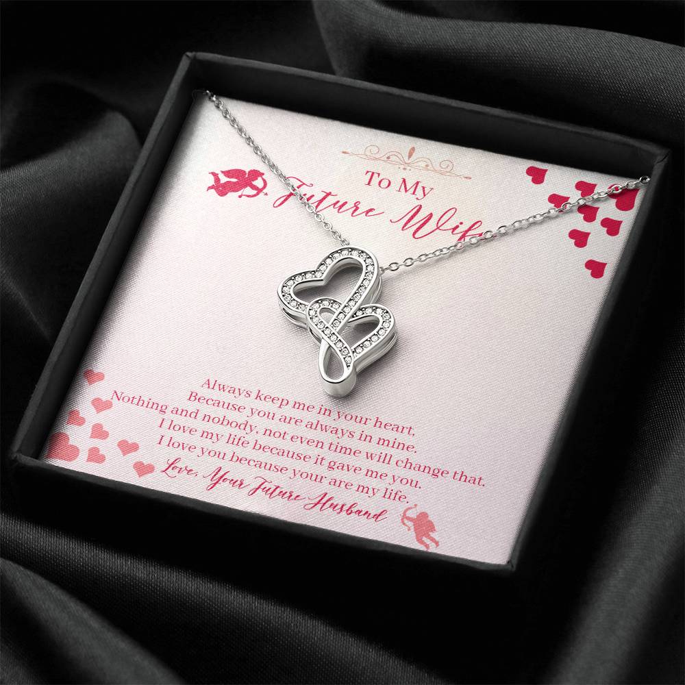 To My Future Wife - I Love You Message - Tmfw19 Double Hearts Necklace
