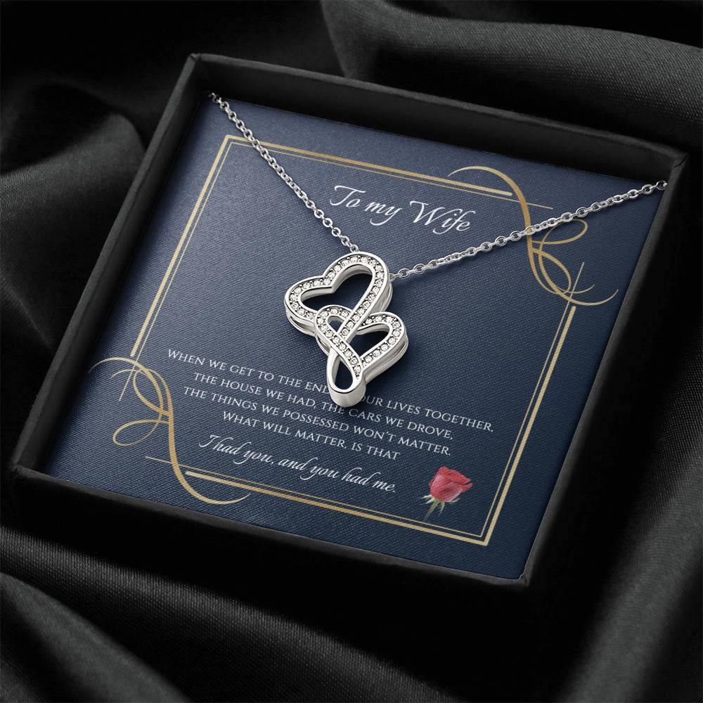 To My Wife  2 Double Hearts Necklace