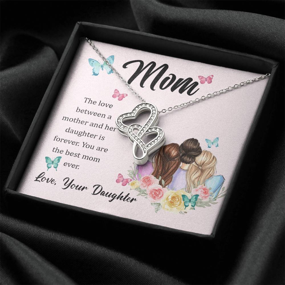 Gift For Mom From Daughter -  Double Hearts Necklace