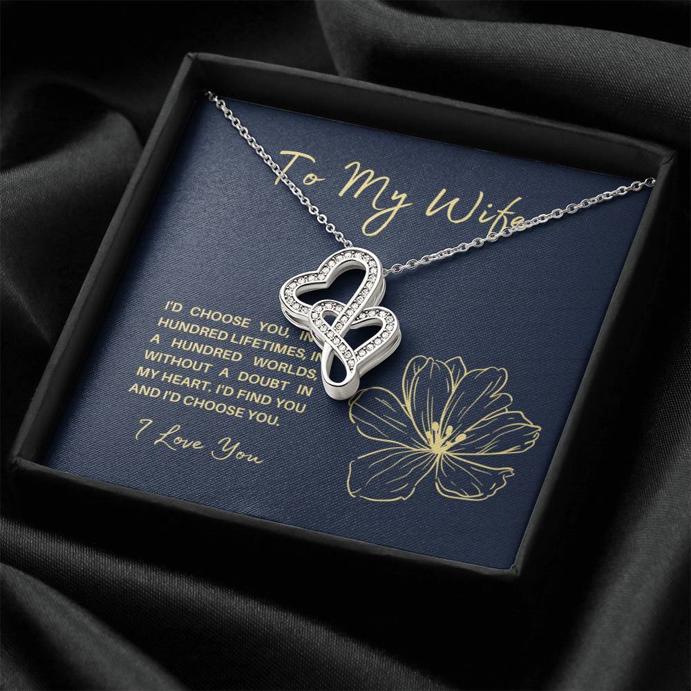 To My Soulmate Wife Future Wife Significant Other -  - Birthday Anniversary Christmas Gift Surpr Double Hearts Necklace