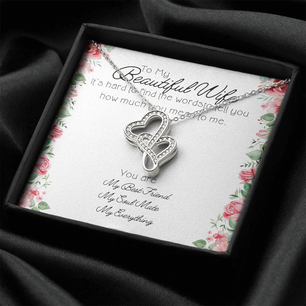 To My Beautiful Wife - Wedding Gift Anniversary Gift Just Because Gift For Her Double Hearts Necklace