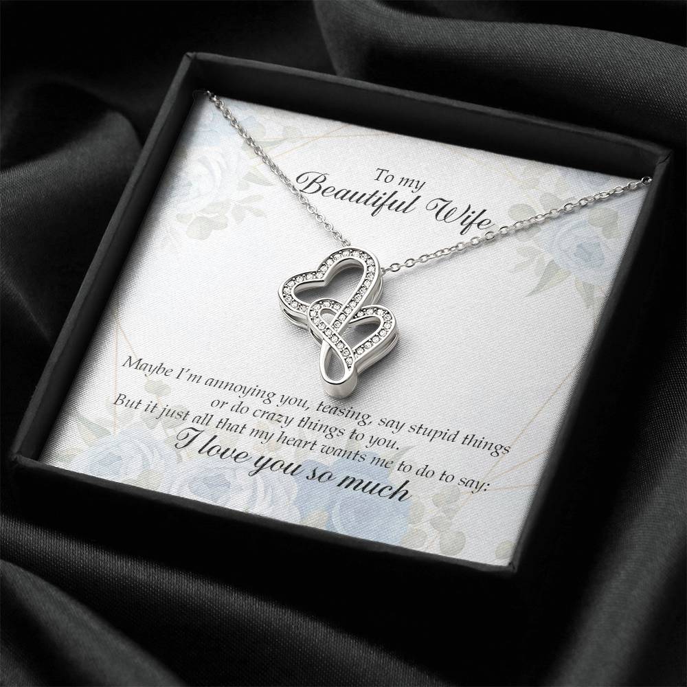 My Beautiful Wife  Double Hearts Necklace