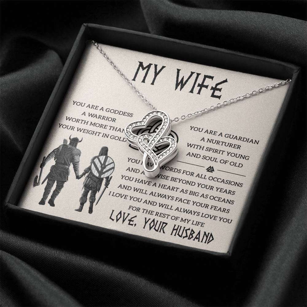 Shieldmaiden Necklace For Your Wife - To My Stunning Soulmate  Jewelry Gifts For Her Unique Romantic Gift Soulmate Jew Double Hearts Necklace