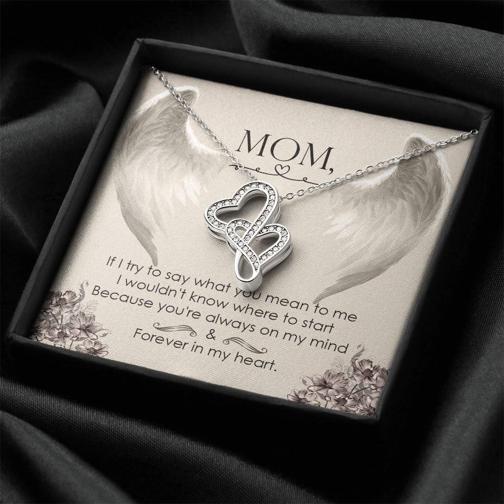 Mom Forever In My Heart -  Double Hearts Necklace