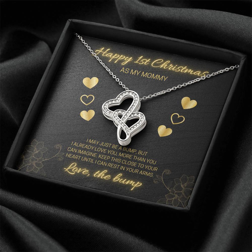 Happy 1St Christmas Black Double Hearts Double Hearts Necklace