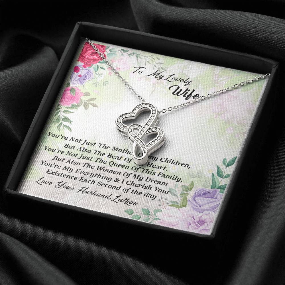 To My Love Wife Necklace - Love Your Husband Lathan - Love Your Husband Lathan -  Wife Christmas Gift Wife Christmas G Double Hearts Necklace