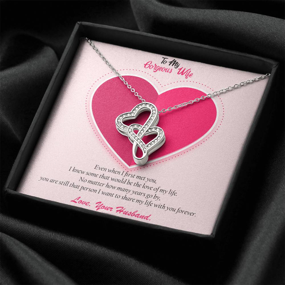 To My Gorgeous Wife - This Lovable gift for you! 🎁 Double Hearts Necklace