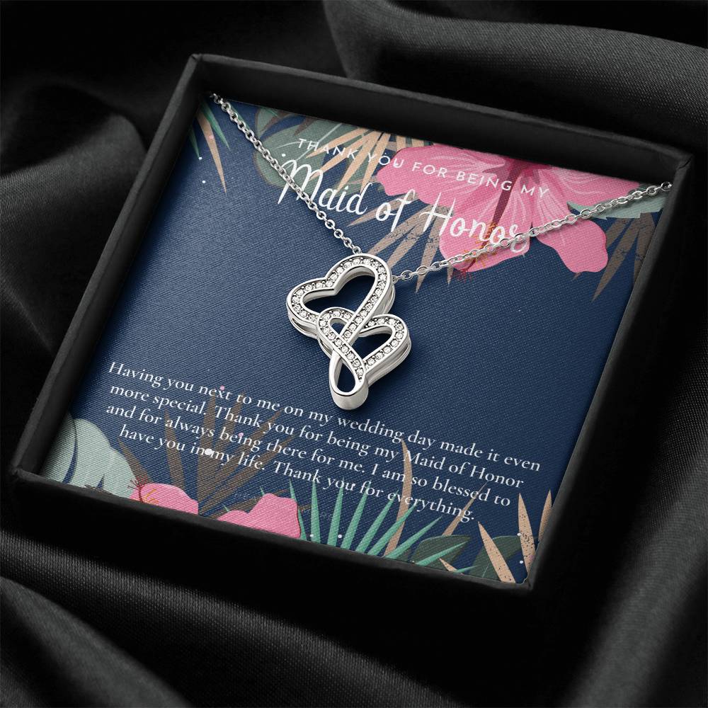 Maid Of Honor Thank You Gift From Bride Bridesmaid Gift Maid Of Honor Gift Necklace Matron Of Honor Gift Thank You Gif Double Hearts Necklace