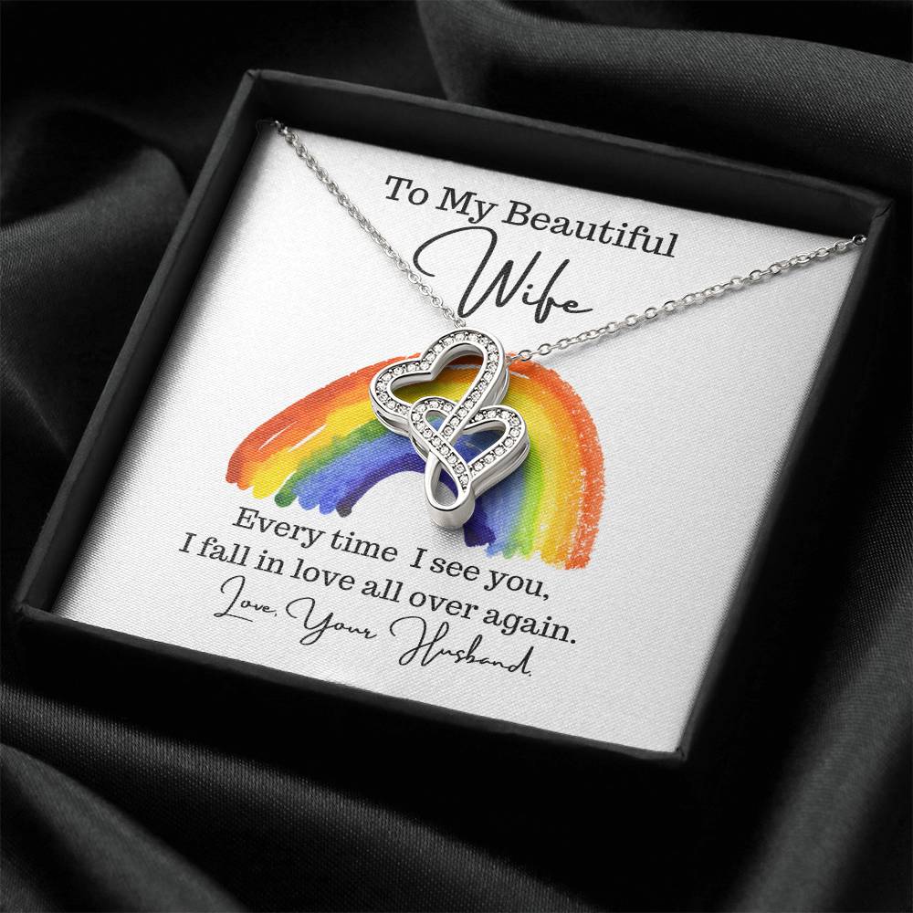 Husband To Wife - Necklace For Gift 5 Double Hearts Necklace