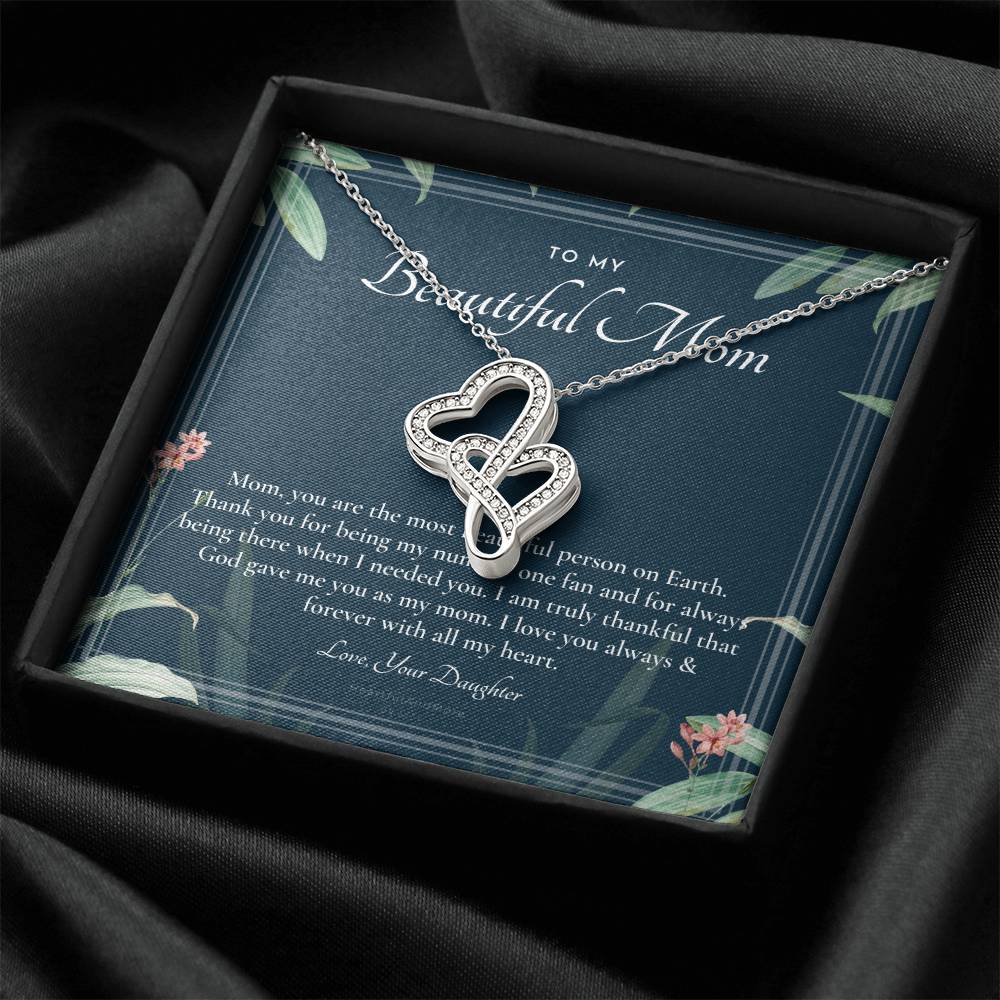To My Beautiful Mom Necklace To Mom Gift Mom Gift Mom Necklace Jewelry From Daughter Gift Mom Birthday Christmas Mothe Double Hearts Necklace
