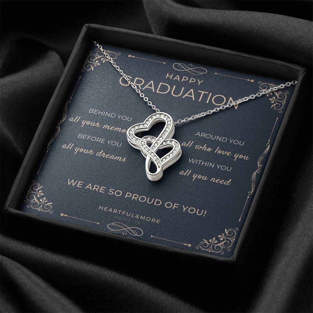 Graduation Gift For Her Necklace For Her College Graduation Gift For Her High School Senior Graduation Class Of 2021 Double Hearts Necklace