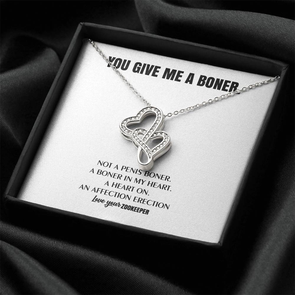 You Give Me A Heart Boner An Affection Erection  Funny & Sarcastic Love For Her Mature Best Fu 3 Double Hearts Necklace