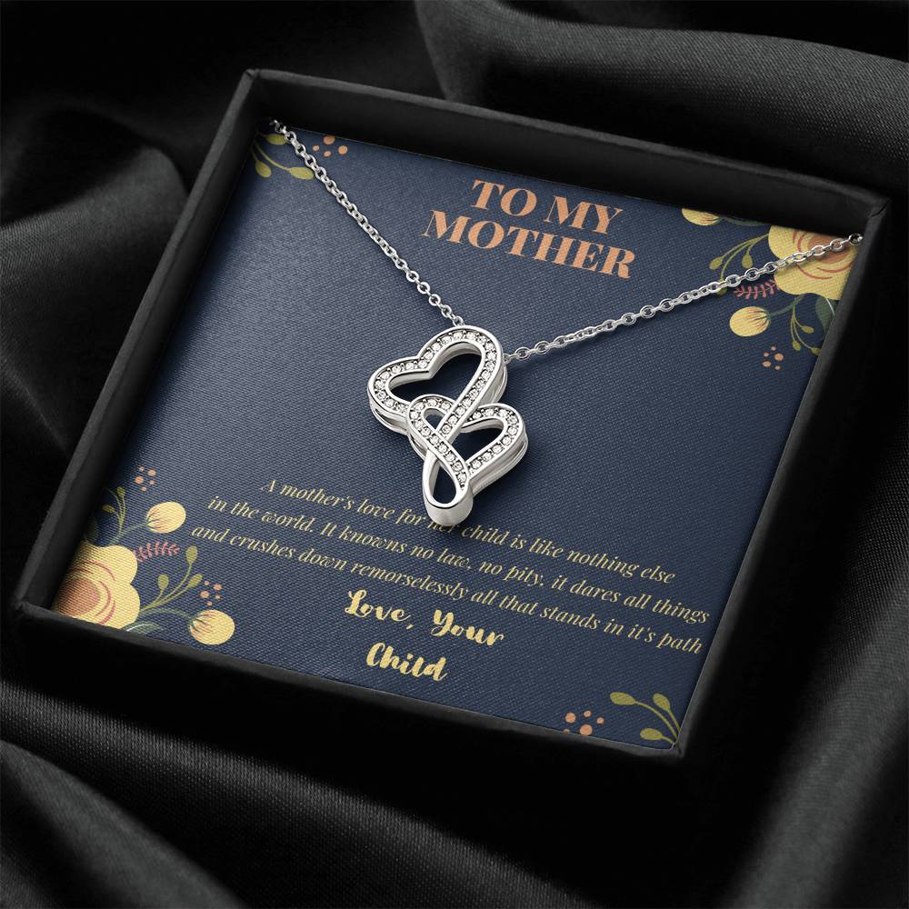 My Mom Gift Card No Pity No Law-  Jewelry Double Hearts Necklace