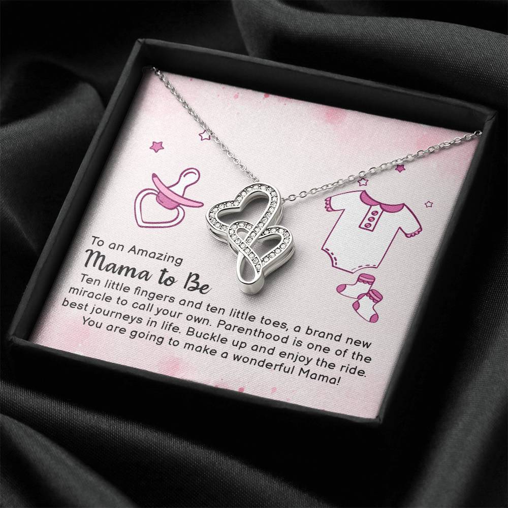 To An Amazing Mama To Be -  Double Hearts Necklace