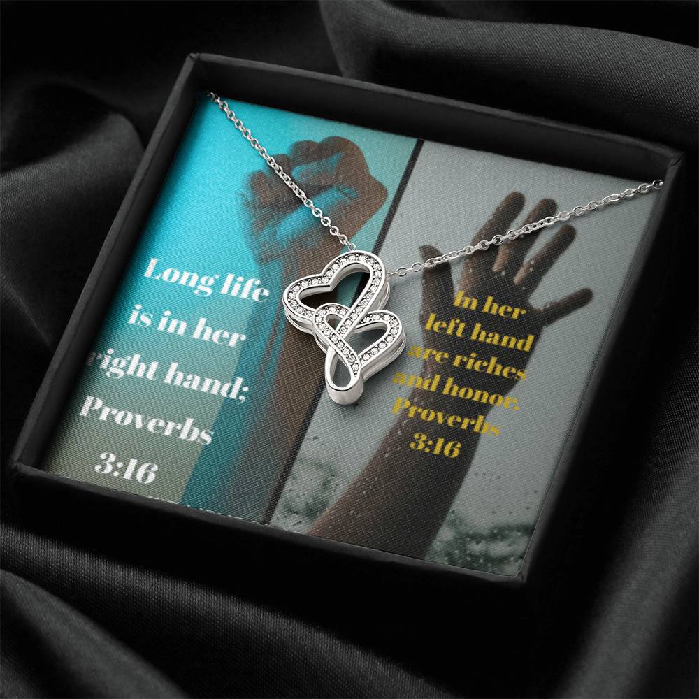 Ike Mens Production;Love Quote Jewelry 2 Double Hearts Necklace