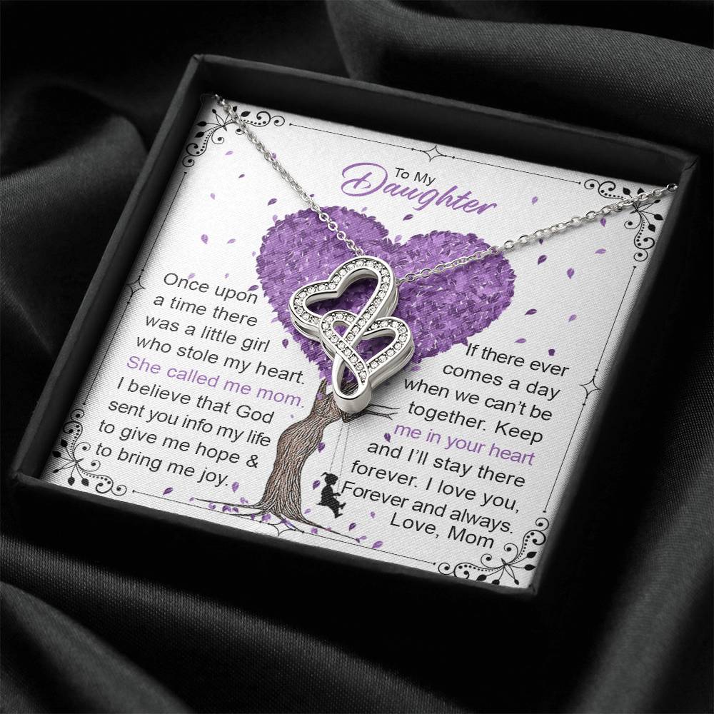 To My Daughter  2 Double Hearts Necklace