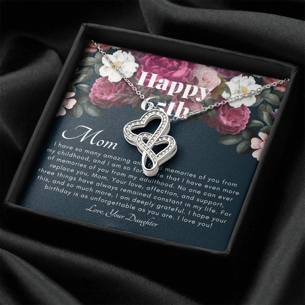 Mother's 65Th Birthday Gift  Gift For Mom On Her Birthday  Gift For Mom From Daughter  Mom Necklace  Best Mom Gift Mes Double Hearts Necklace
