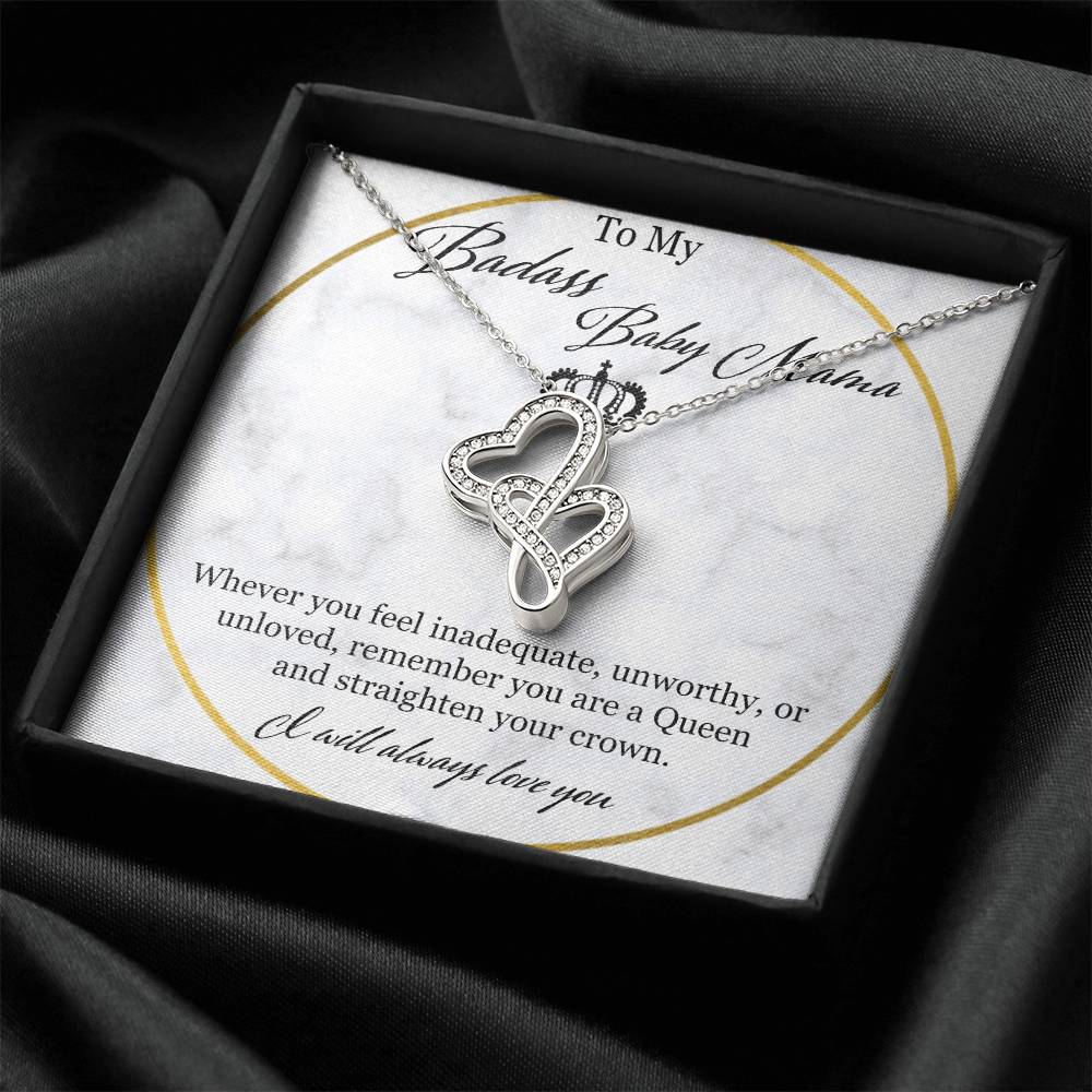 To My Badass Baby Mama Double Hearts Necklace
