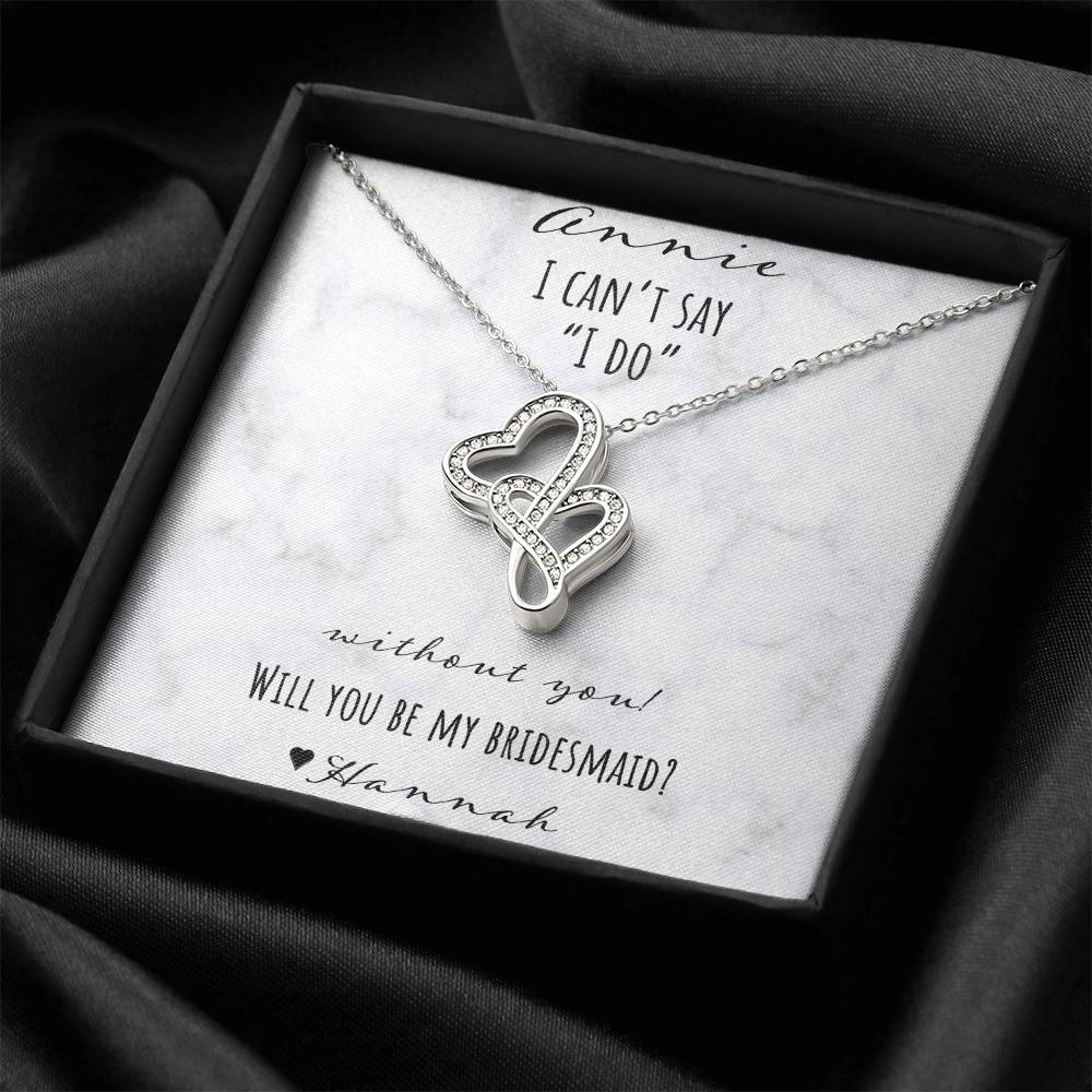 I Can't Say I Do Without You - Marble Double Hearts Necklace