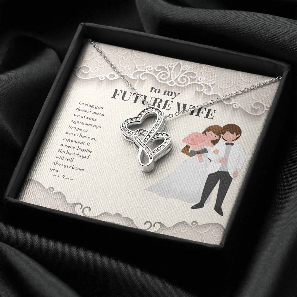 To My Future Wife Necklace - Two Hearts For Wife - Romantic Fiancee Jewelry Necklace For Fiancee Engagement Gift For H Double Hearts Necklace