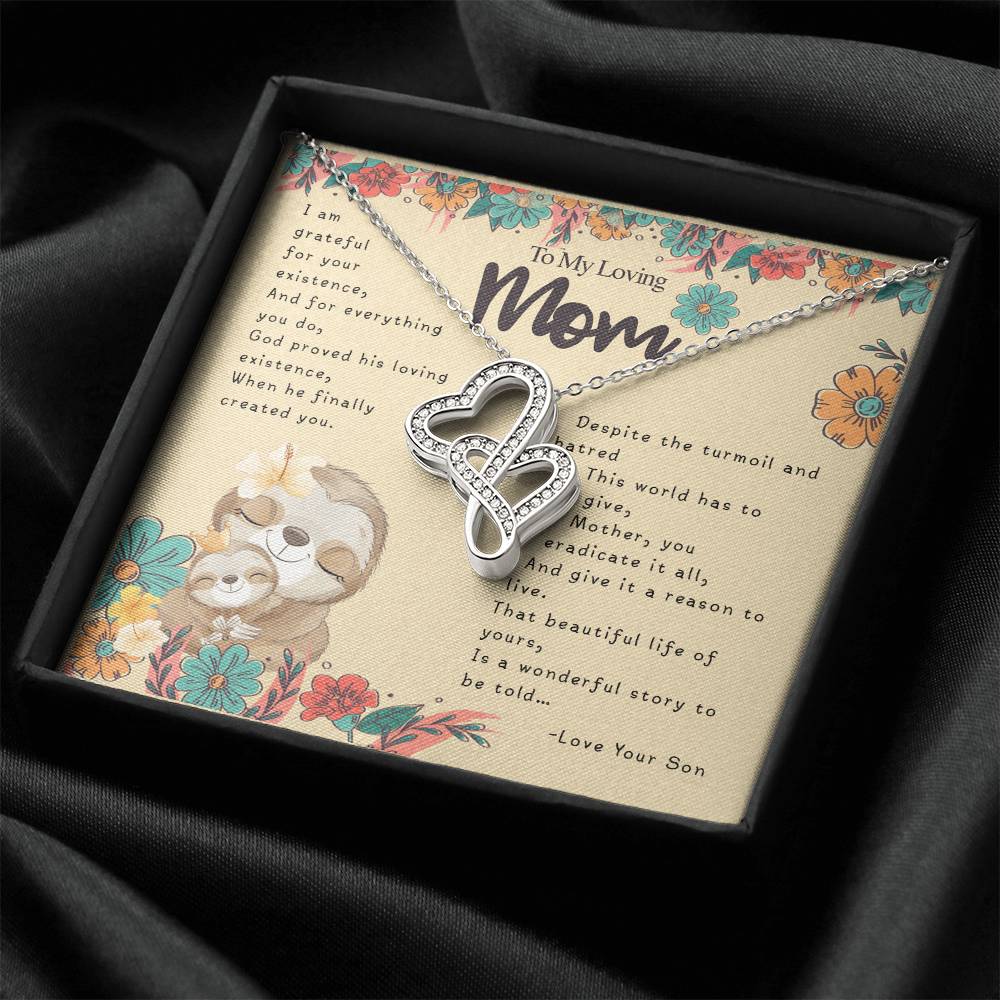 To My Loving Mom Necklace Double Hearts Necklace
