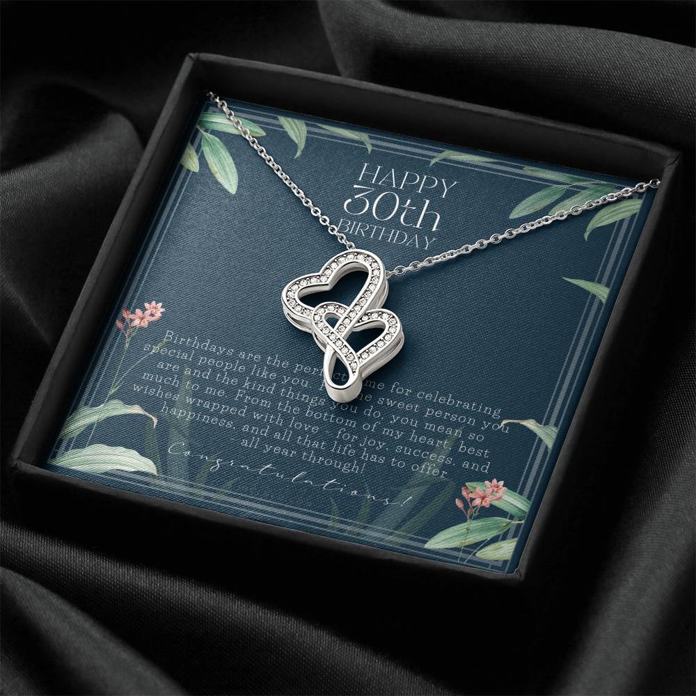 30Th Birthday Gifts For Women  Necklace For Her  3 Decade Jewelry  30 Years Old  30Th Birthday Gift Necklace  Jewelry  1 Double Hearts Necklace