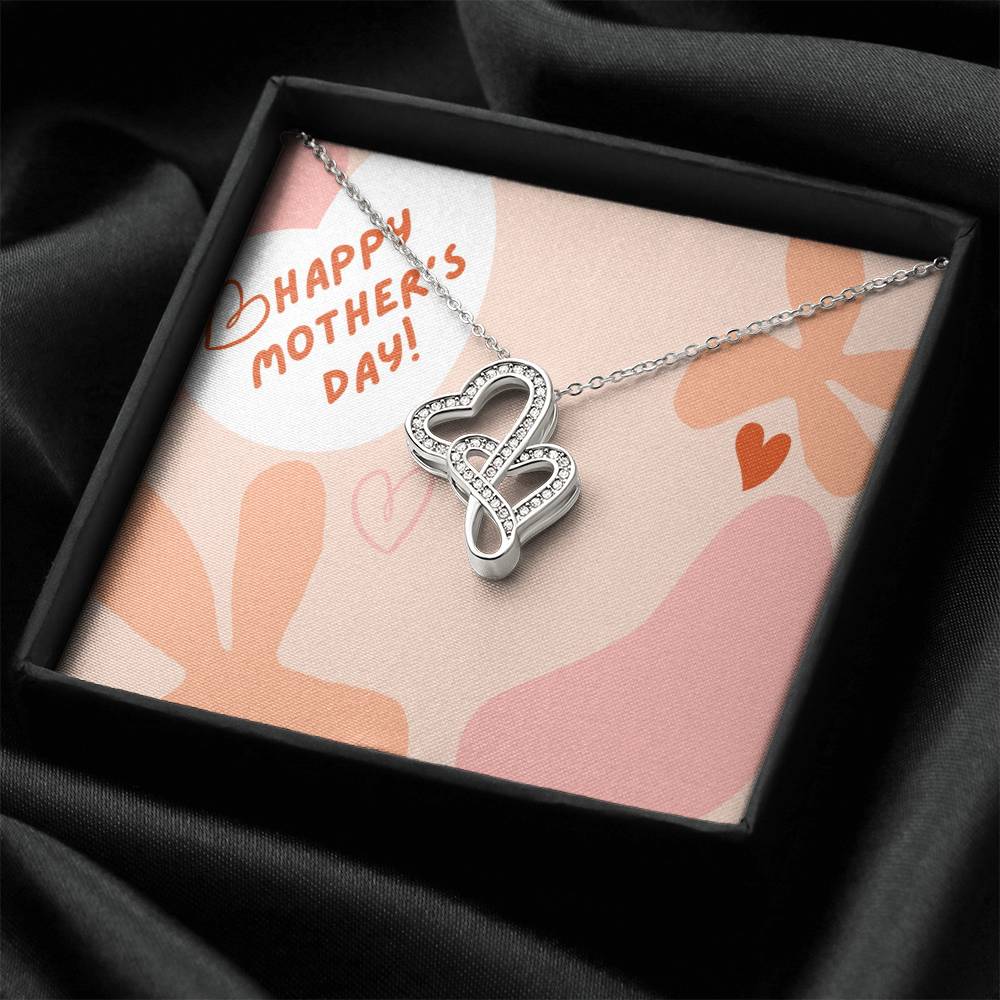 To My Lovely Mom Double Hearts Necklace