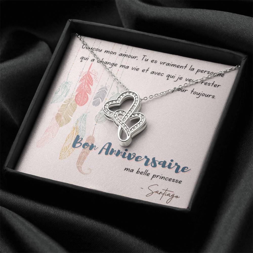 Santiago - Happy Birthday Double Hearts Necklace