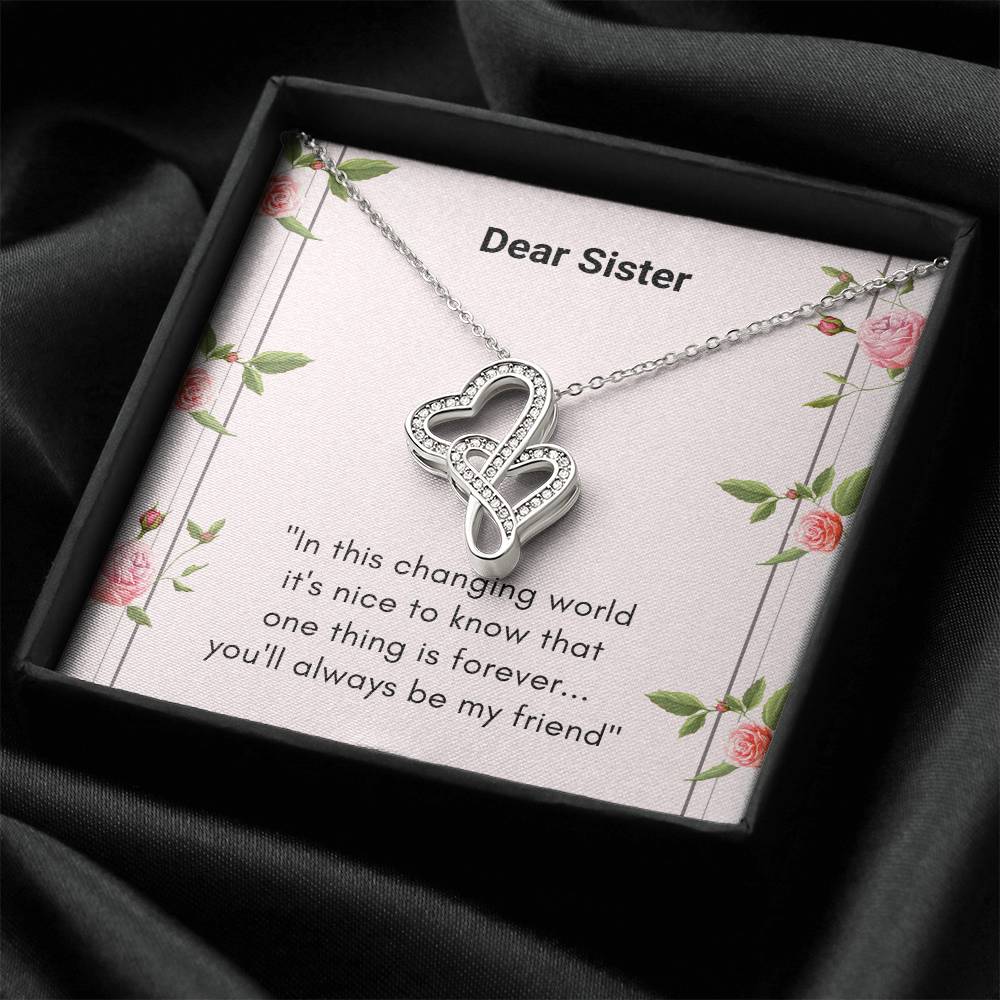 Personalised Gift For A Sister Big Sis Little Sis Gift Idea  Wedding Gift For Sister Birthday Gift Idea For Sister  Ch Double Hearts Necklace