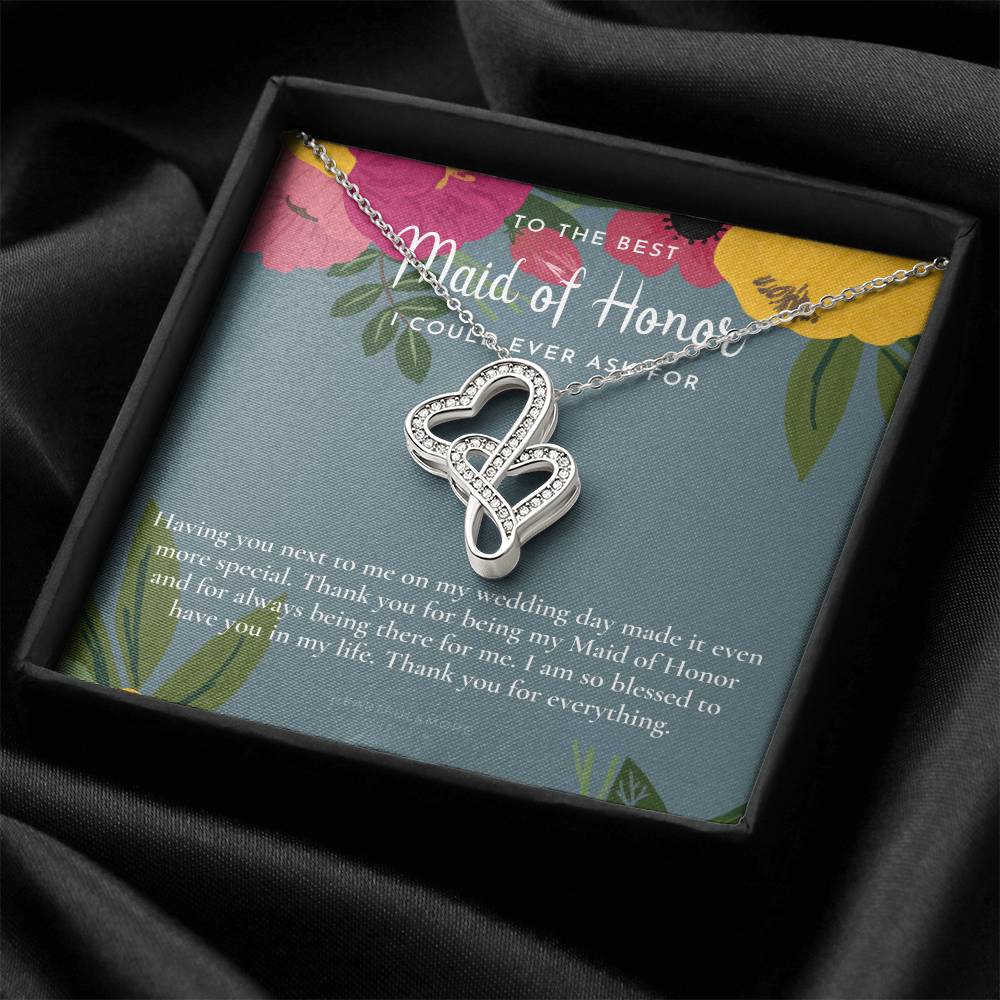 Maid Of Honor Thank You Gift From Bride Bridesmaid Gift Maid Of Honor Gift Necklace Matron Of Honor Gift Thank You Gif 3 Double Hearts Necklace