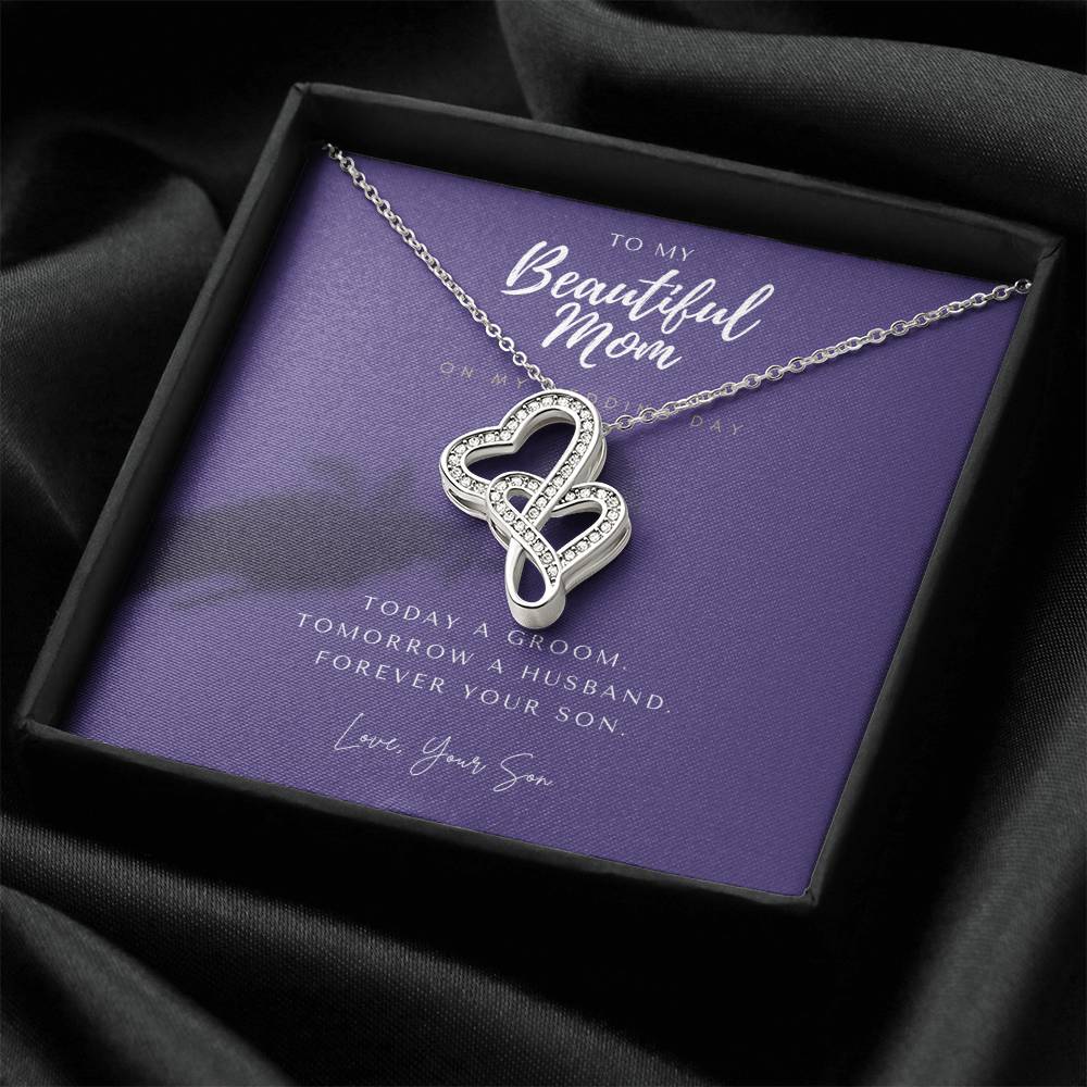 Mother Of The Groom Gift From Son  Mom Wedding Gift From Son  Wedding Gift From Groom To Mom Necklace Gift For Mom  We 4 Double Hearts Necklace