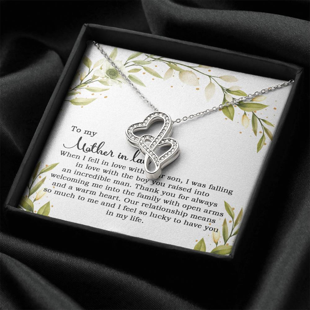 To My Mother In Law When I Fell In Love With Your Son  1 Double Hearts Necklace