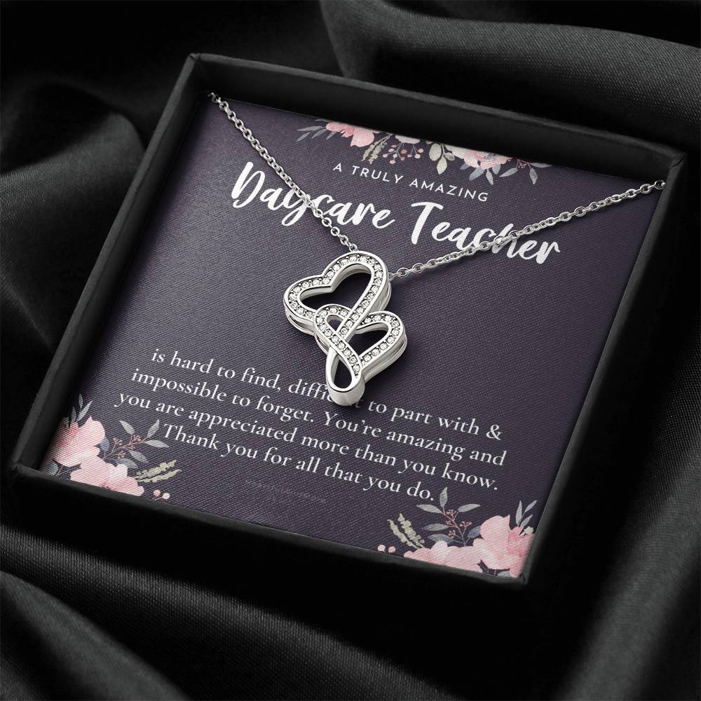 Daycare Teacher Gift For Daycare Provider Gifts Daycare Thank You Gifts Preschool Teacher Gift Thank You Gift Daycare Double Hearts Necklace