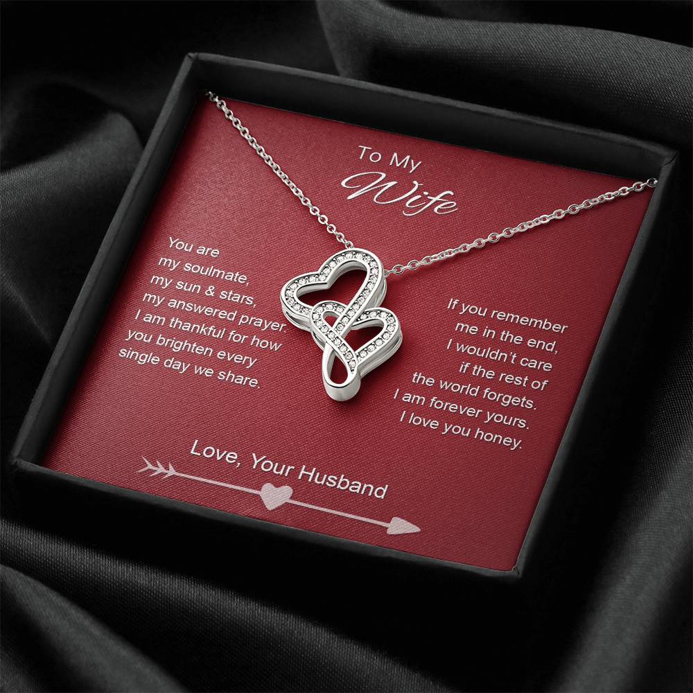 To My Wife - Sun & Stars - Necklace Double Hearts Necklace