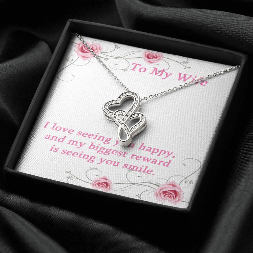 To My Wife Necklace - Anniversary Gift For Wife Birthday Gift For Wife Gift For Wife Necklace For Wife Gift For Wife B 3 Double Hearts Necklace