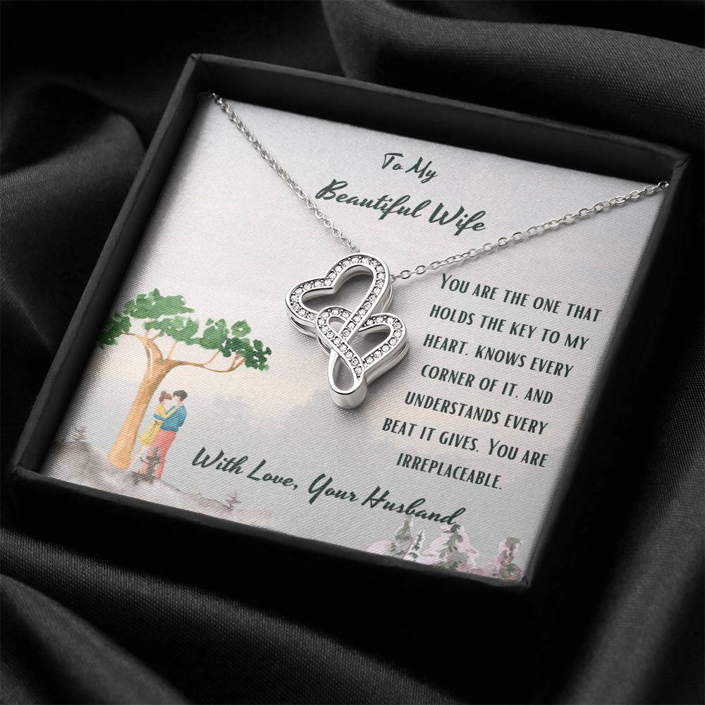 Key To Heart -  Double Hearts Necklace
