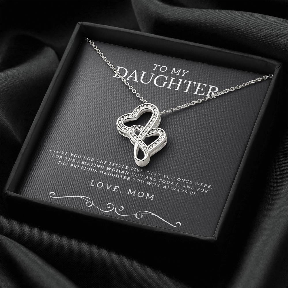 To My Daughter - Double Heart Necklace Gift - Gifts For Daughter Gifts For Her - Birthday Gifts - Daughter Gift - To M Double Hearts Necklace
