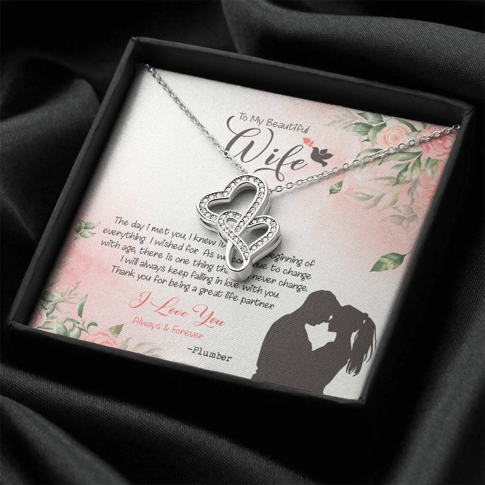 Plumber's Wife Dazzling Pendant Double Hearts Necklace