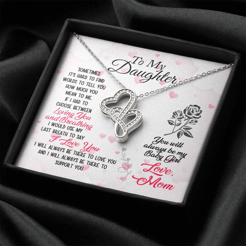 To Daughter From Dad 2 Double Heart Necklace Gift  - Mother And Daughter Necklace - Mom Gift - Mother Jewelry - Daught 2 Double Hearts Necklace