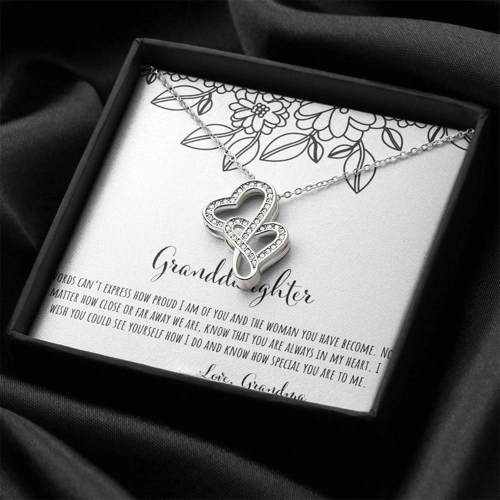 Words Can't Express How Proud I Am - White Double Hearts Necklace