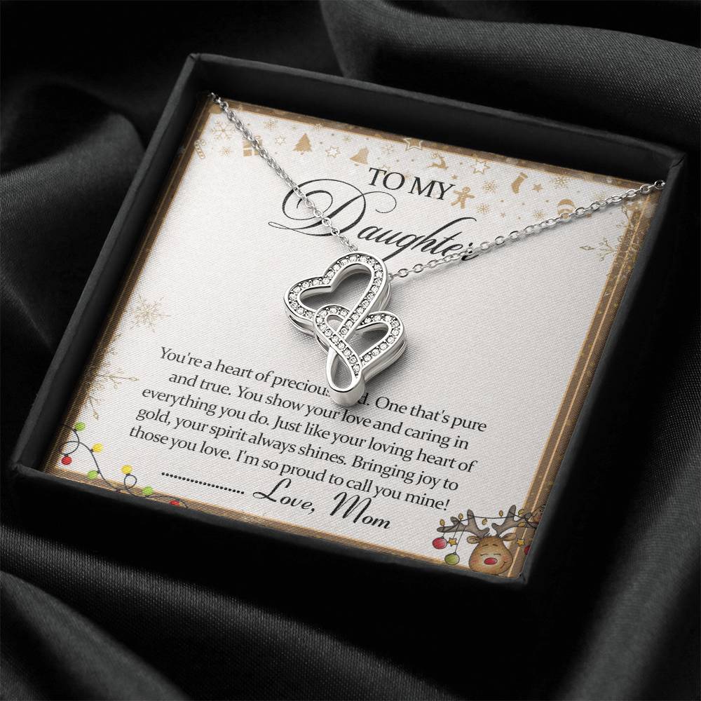 To Daughter From Mom Double Heart Necklace Gift Mom And Daughter No Matter Where You Go Gift From Mom Daughter Wedding 3 Double Hearts Necklace