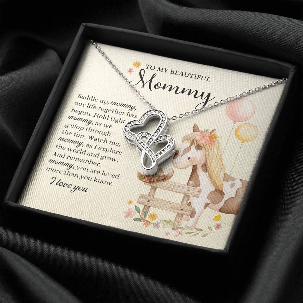 Saddle Up Mommy Necklace Double Hearts Necklace