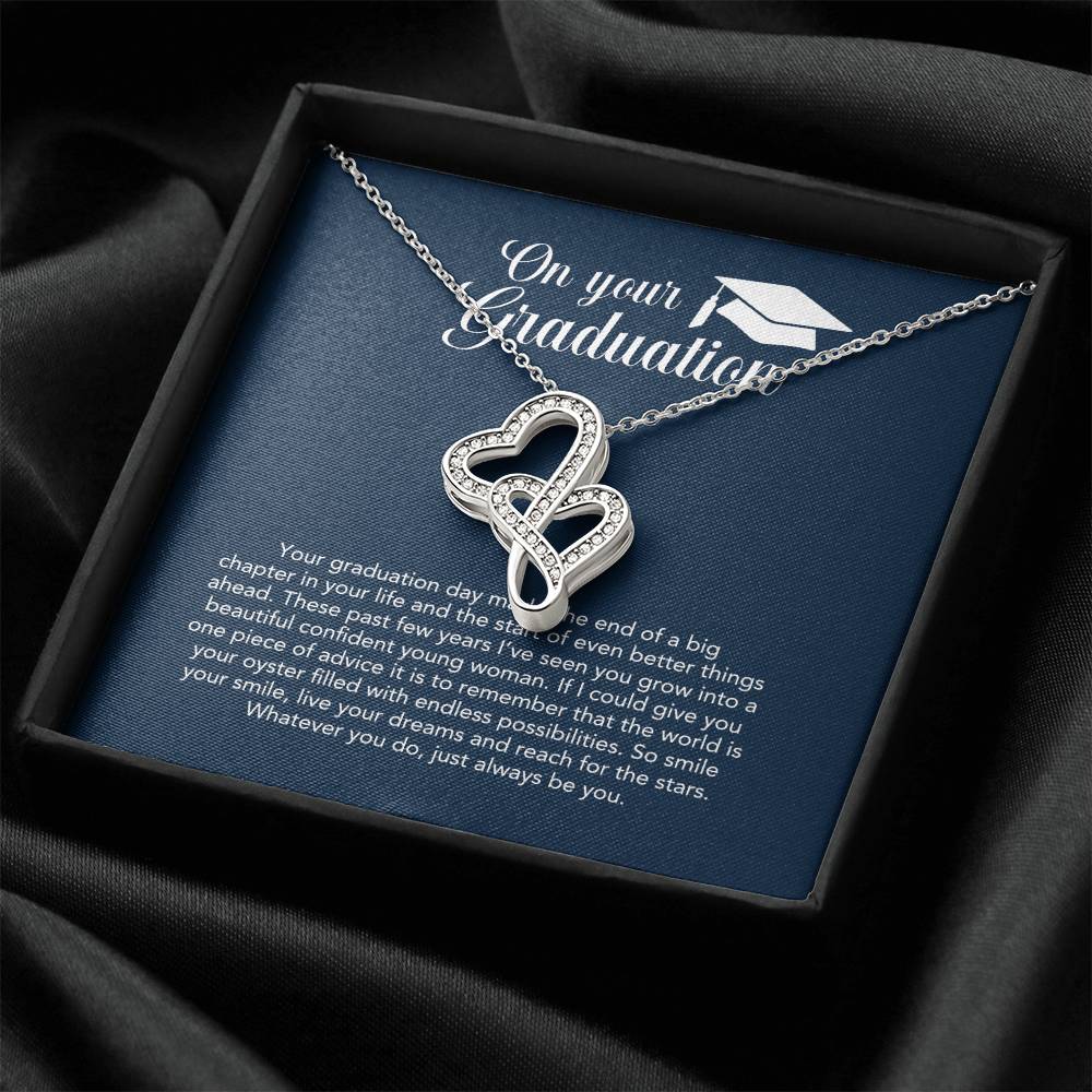 On Your Graduation - Katie - Congratulations - Love Mom And Dad - Sweethearts Necklace - Graduation Gift Necklace For  Double Hearts Necklace