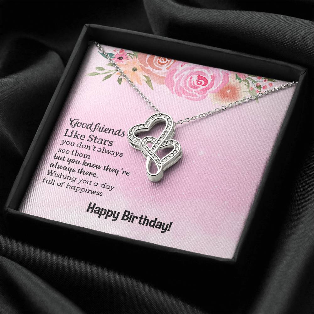 Good Friends Are Like Stars - Birthday Gift For Friend -  Double Hearts Necklace