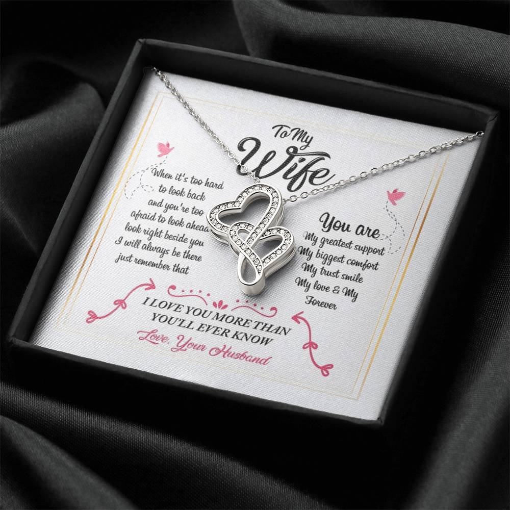 To My Wife Necklace 2 Double Hearts Necklace
