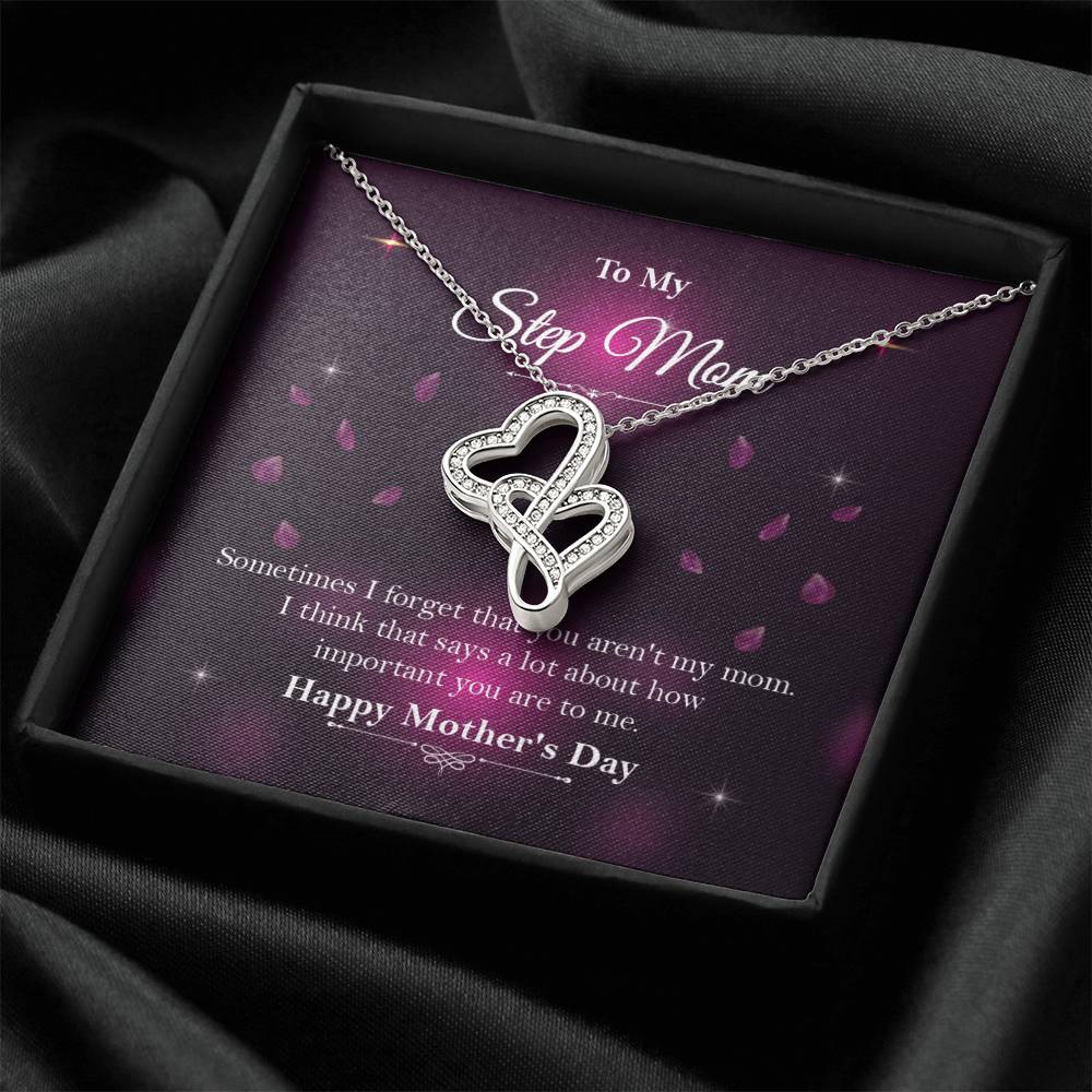 Stepmother Gift ☆ Stepmom Wedding Gift ☆ Mother of Bride Gift ☆ Gift For Step Mom ☆ Bonus Mom Wedding Gift ☆ Stepmothe Double Hearts Necklace