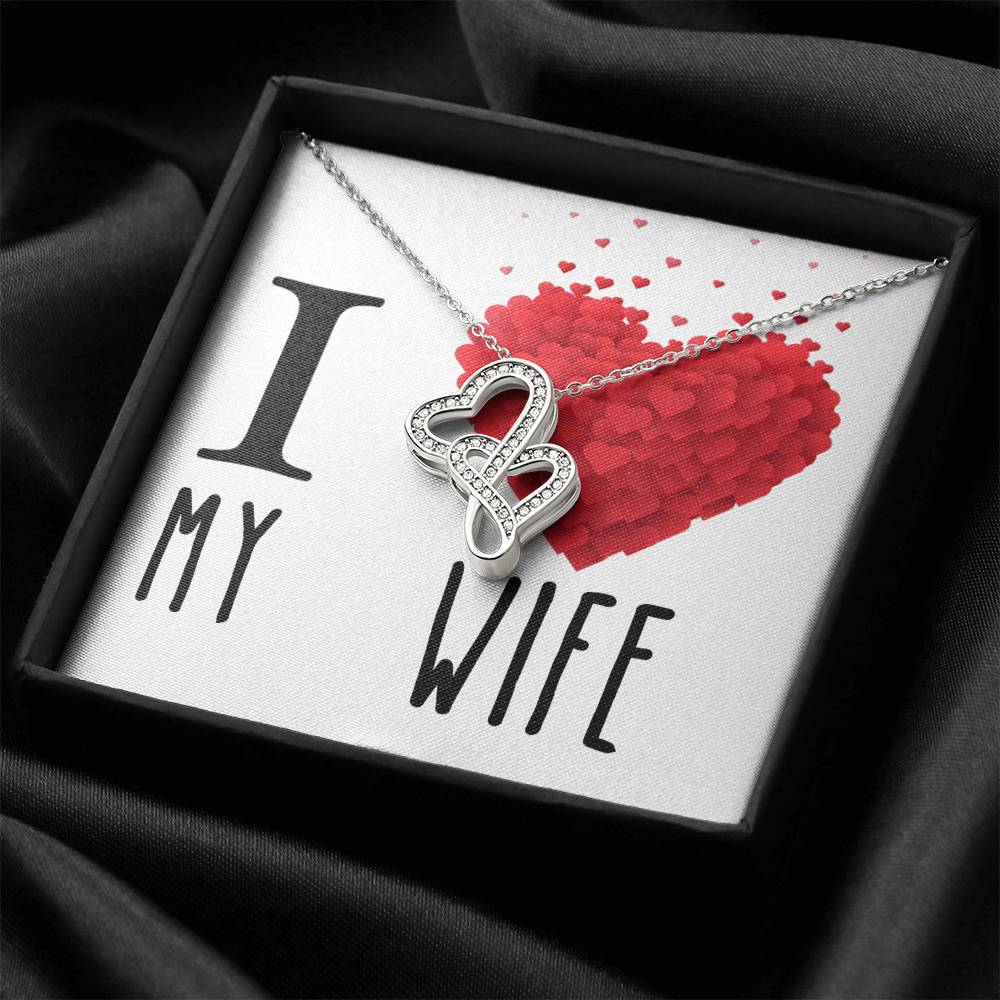 I Love My Wife Double Hearts Cz Necklace Valentines Day Or Birthday Heartfelt Keepsake Gift Double Hearts Necklace