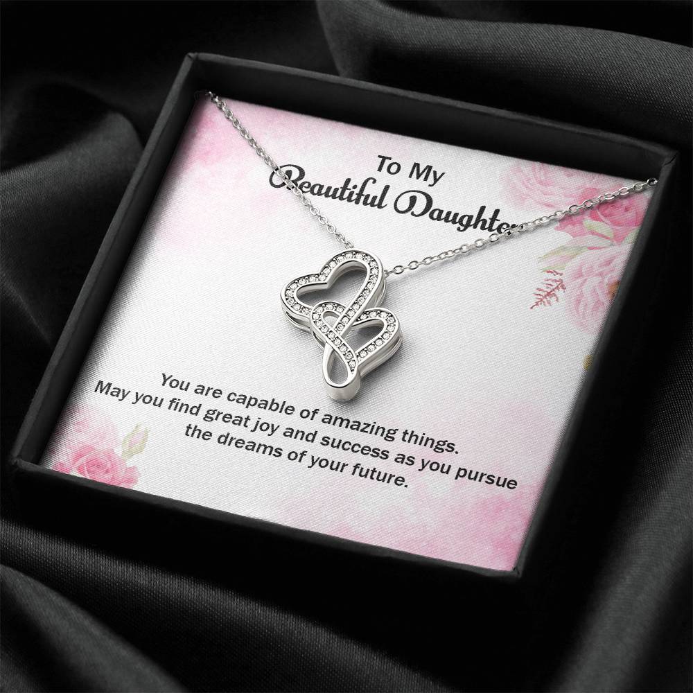 To My Beautiful Daughter Necklace Double Hearts Necklace